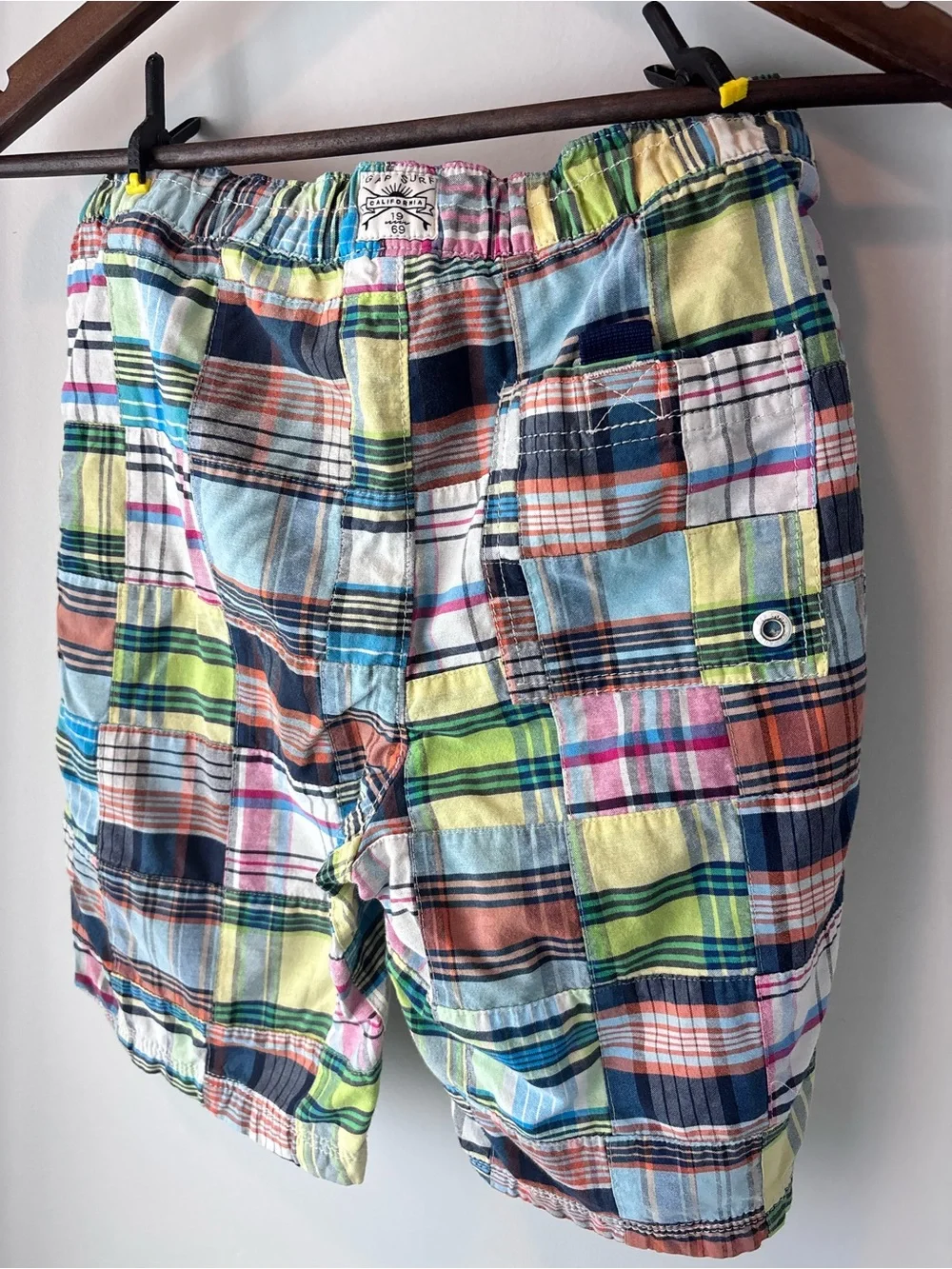GAP Kids Surf California Patchwork Plaid Cargo Shorts — XXL